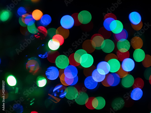 Christmas Background With Colorful Bokeh Lights.