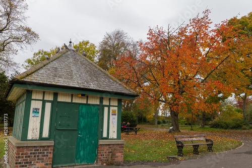 House and Trees in Autumn at Leases Park, Newcastle, England