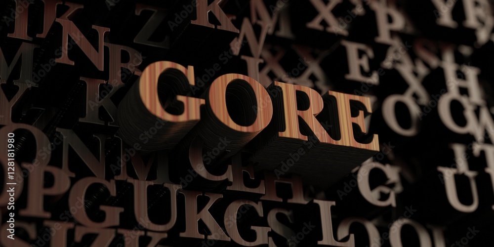 Gore - Wooden 3D rendered letters/message.  Can be used for an online banner ad or a print postcard.