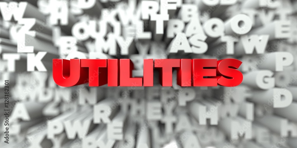 UTILITIES - Red text on typography background - 3D rendered royalty free stock image. This image can be used for an online website banner ad or a print postcard. UTILITIES - Red text on typography background - 3D rendered royalty free stock image. This image can be used for an online website banner ad or a print postcard.