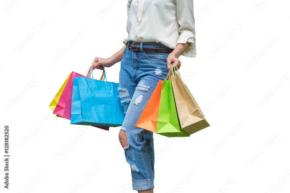 Beautiful woman with a lot of shopping bags Beautiful woman with a lot of shopping bags