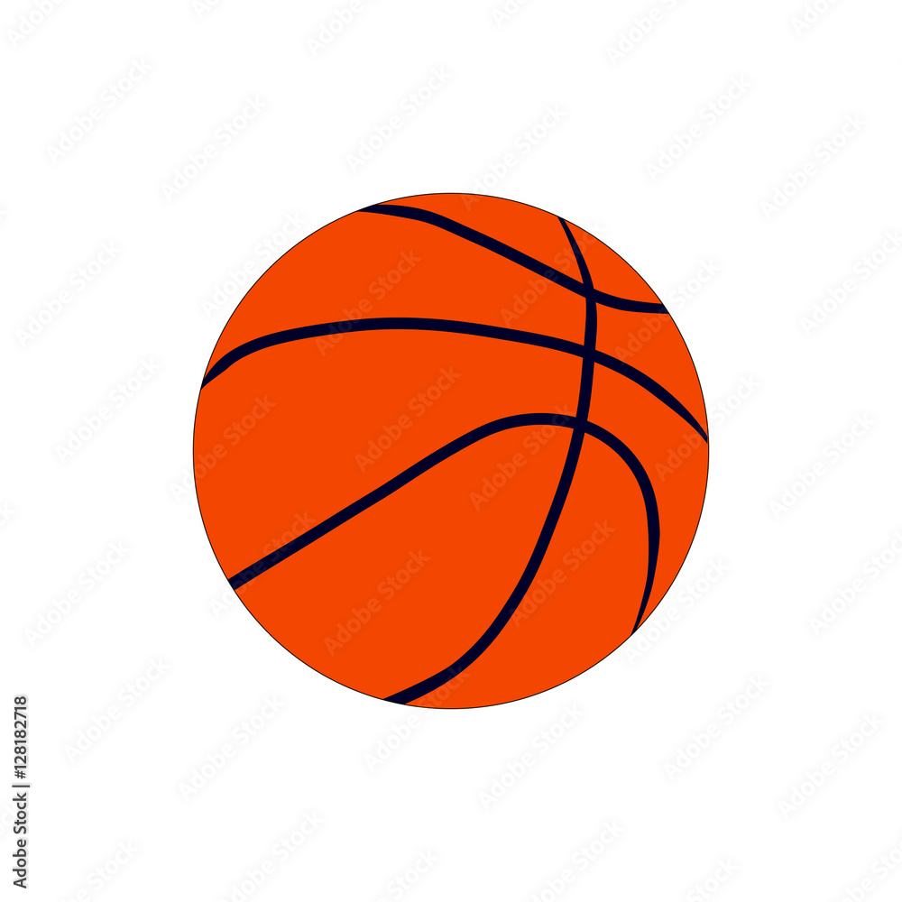  Orange basketball ball sport equipment competition sphere play game symbol flat vector illustration
