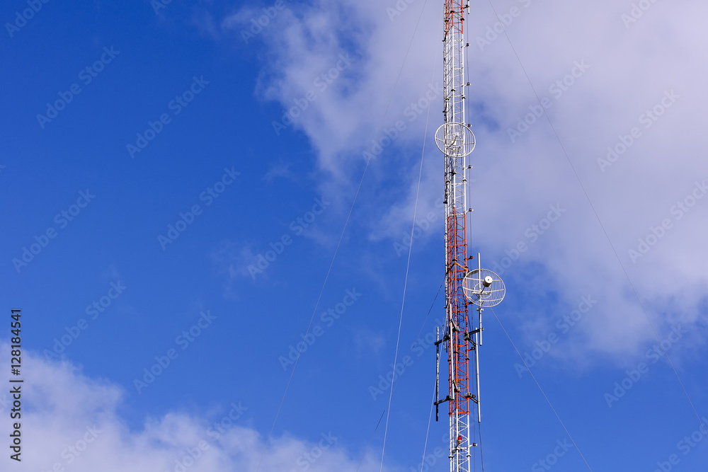 antenna tower building with the blue sky