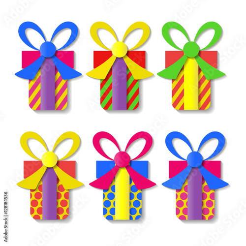 A set of colorful gift boxes. Vector illustration.