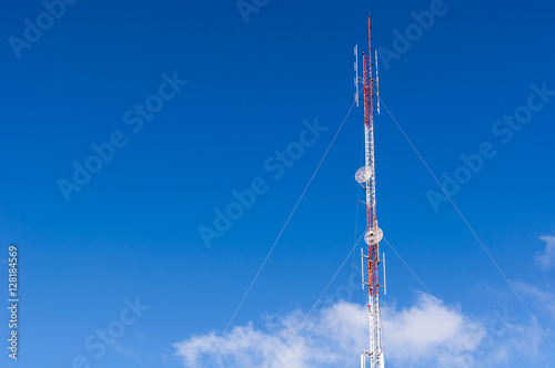 antenna tower building with the blue sky