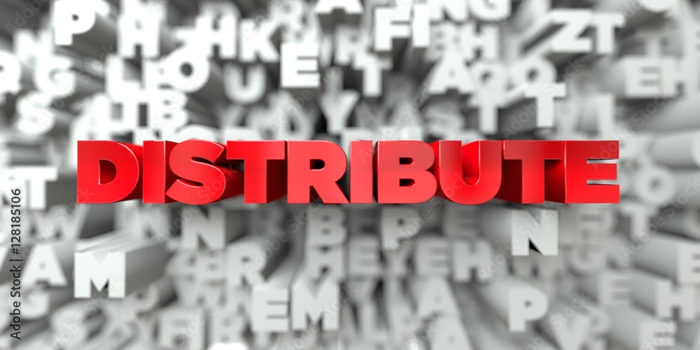 DISTRIBUTE - Red text on typography background - 3D rendered royalty free stock image. This image can be used for an online website banner ad or a print postcard. DISTRIBUTE - Red text on typography background - 3D rendered royalty free stock image. This image can be used for an online website banner ad or a print postcard.