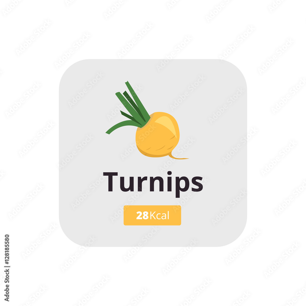 Turnips calories. Vector illustration. Turnip icon. Stock Vector