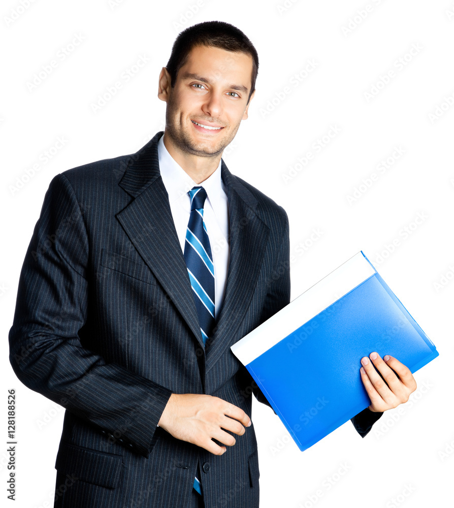 Businessman with folder, isolated on white background Businessman with folder, isolated on white background
