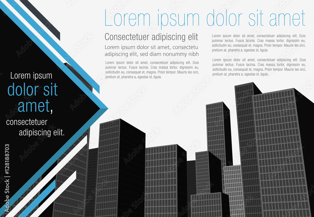 Template for advertising brochure with big city
