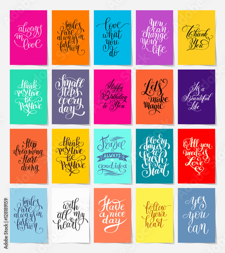 set of calligraphy posters with hand lettering motivational and 