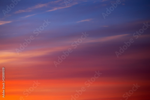 Fiery orange colorful sunset sky. Beautiful sky.