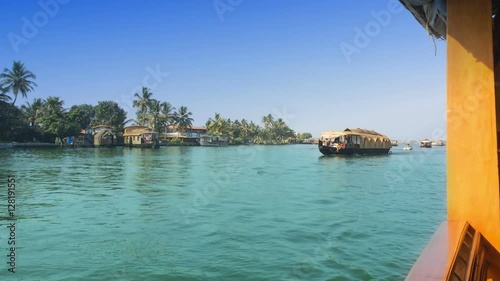 India. Houseboat on Kerala backwaters