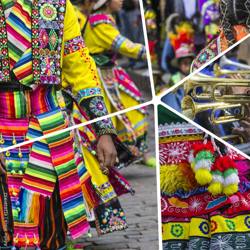 Φωτογραφία Collage of Peru traditional culture images - travel background (