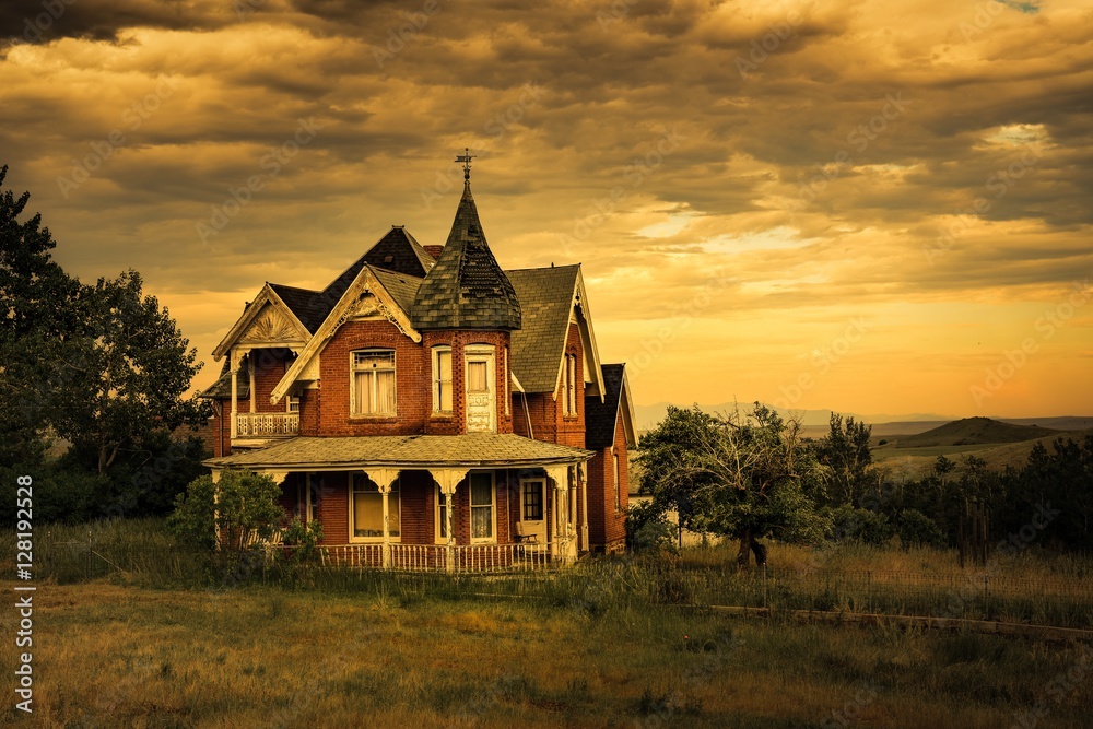 Obraz premium First Brick home Pony Montana