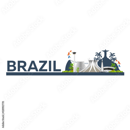 Banner Travel to Brazil, Rio de janeiro. Poster skyline. Vector illustration.