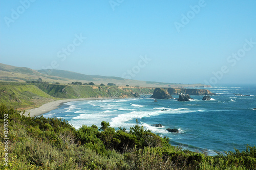Scenic View of the Pacific Coast of Northern California with a Little Fog