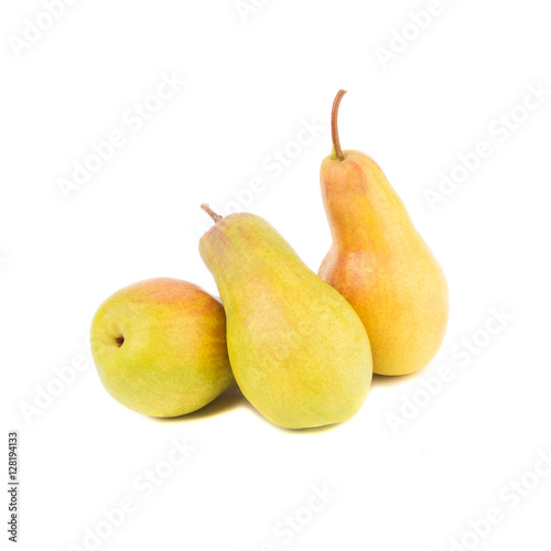 Heap of raw yellow pears, isolated