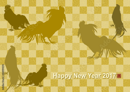 17年 年賀状 酉年 ニワトリ イラスト 金 シルエット Stock ベクター Adobe Stock