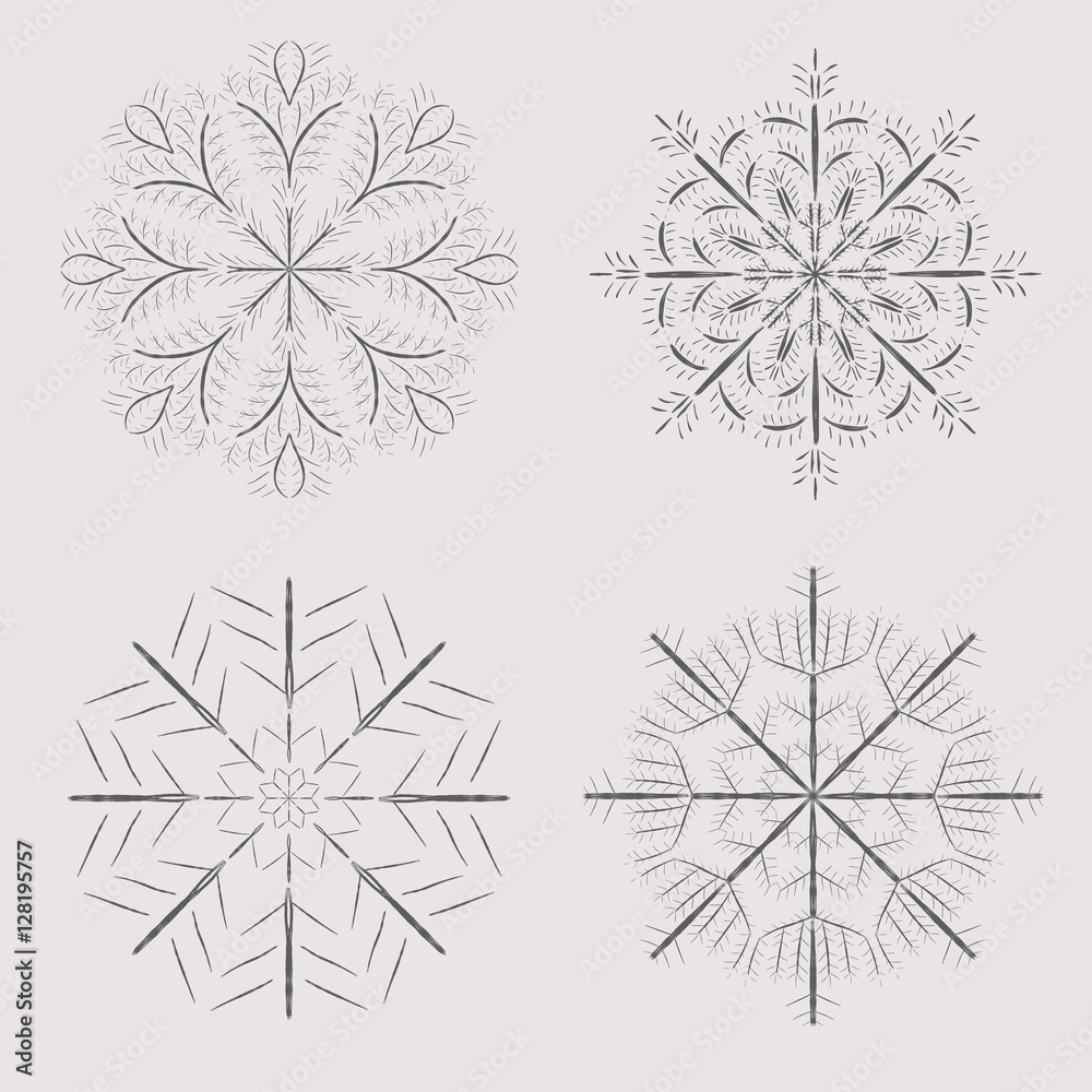 Obraz premium set of vector snowflakes. Cute openwork snowflakes