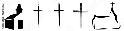 crucifix and church
