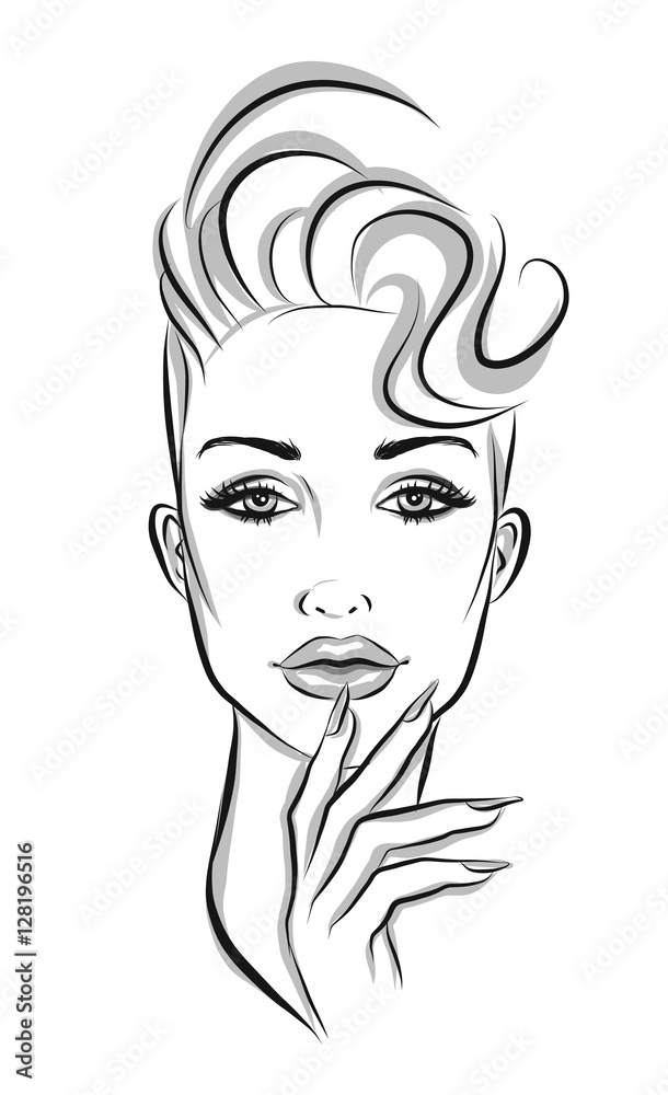 Beautiful line art woman illustration Beautiful line art woman illustration