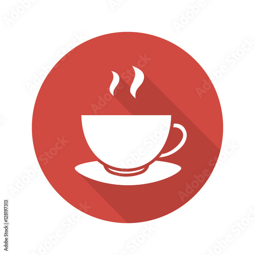 Steaming teacup flat design long shadow icon
