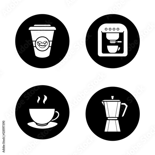 Coffee brewing icons set