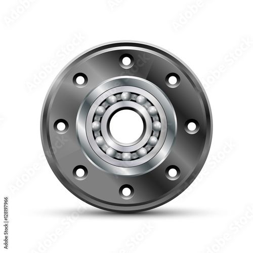 Flange and ball bearing. Bearing cap. Vector illustration on white background.