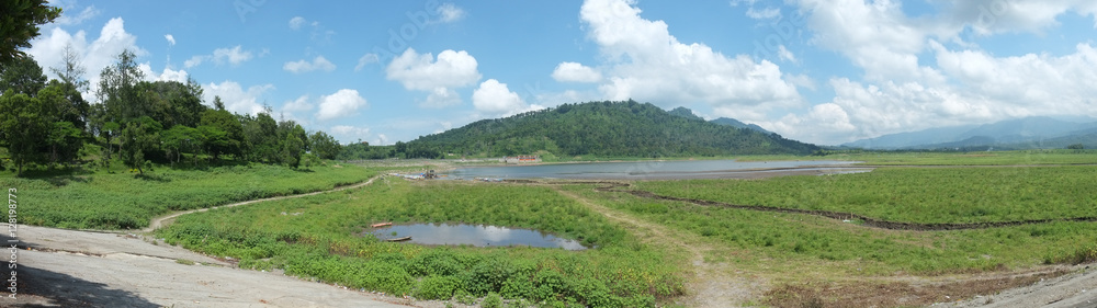 Selorejo reservoir panorama landscape in Ngantang, Batu Malang, East Java, Indonesia Selorejo reservoir panorama landscape in Ngantang, Batu Malang, East Java, Indonesia
