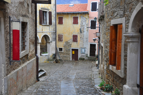 Old street in the town of Grožnjan in Croatia