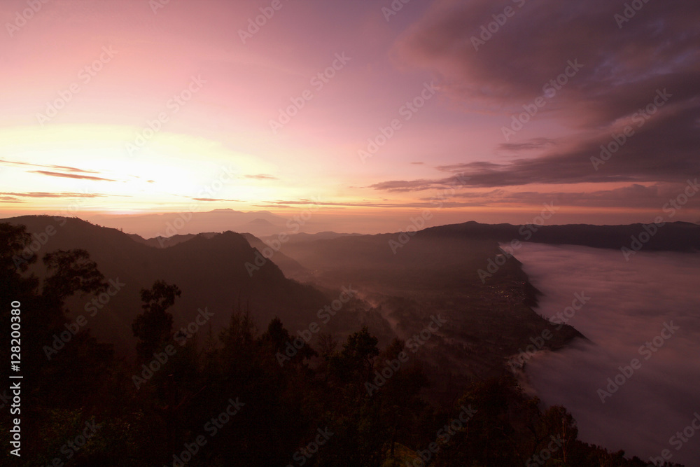 beautiful sunrise on tengger national Park, Java island