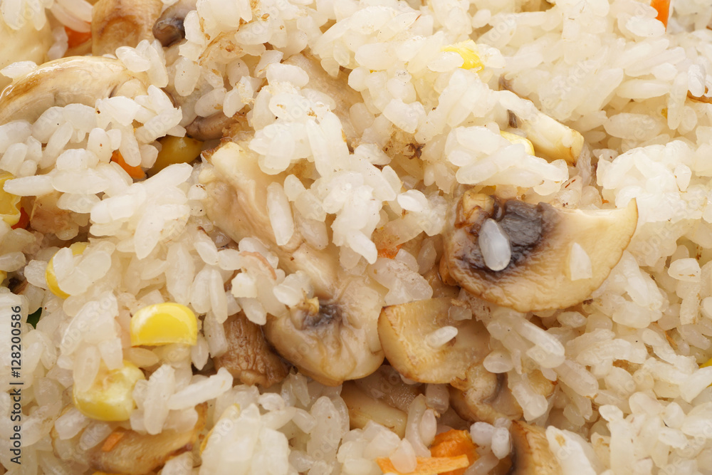 Chinese food. Rice with mushrooms and vegetables Chinese food. Rice with mushrooms and vegetables