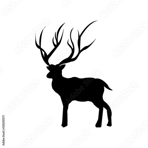 silhouette deer with great antler/animal/ vector illustration