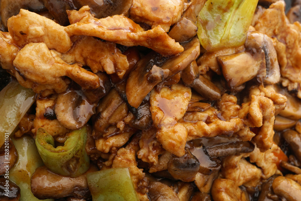 Chinese dish. Chicken with mushrooms and vegetables Chinese dish. Chicken with mushrooms and vegetables