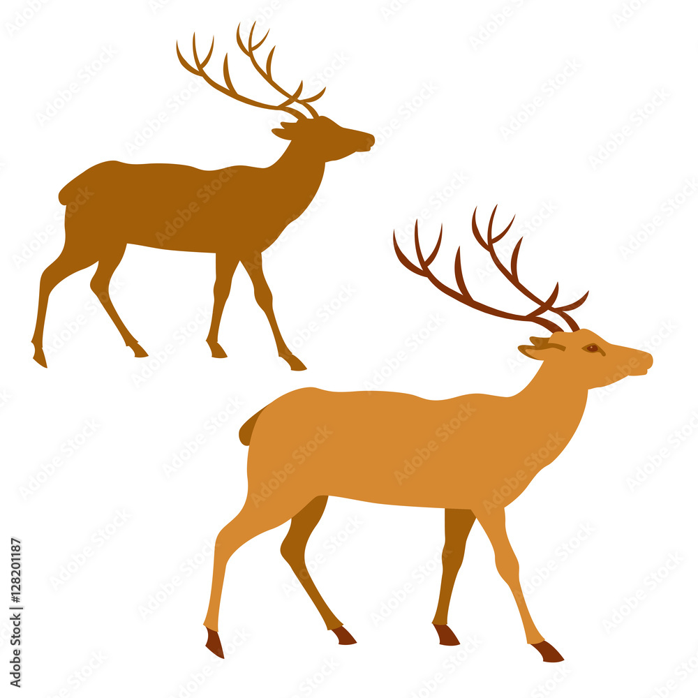 Fototapeta premium Deer vector illustration style Flat set