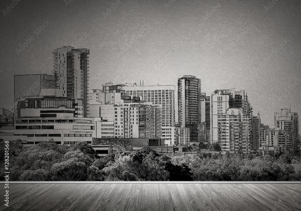 Fototapeta premium City design on wall