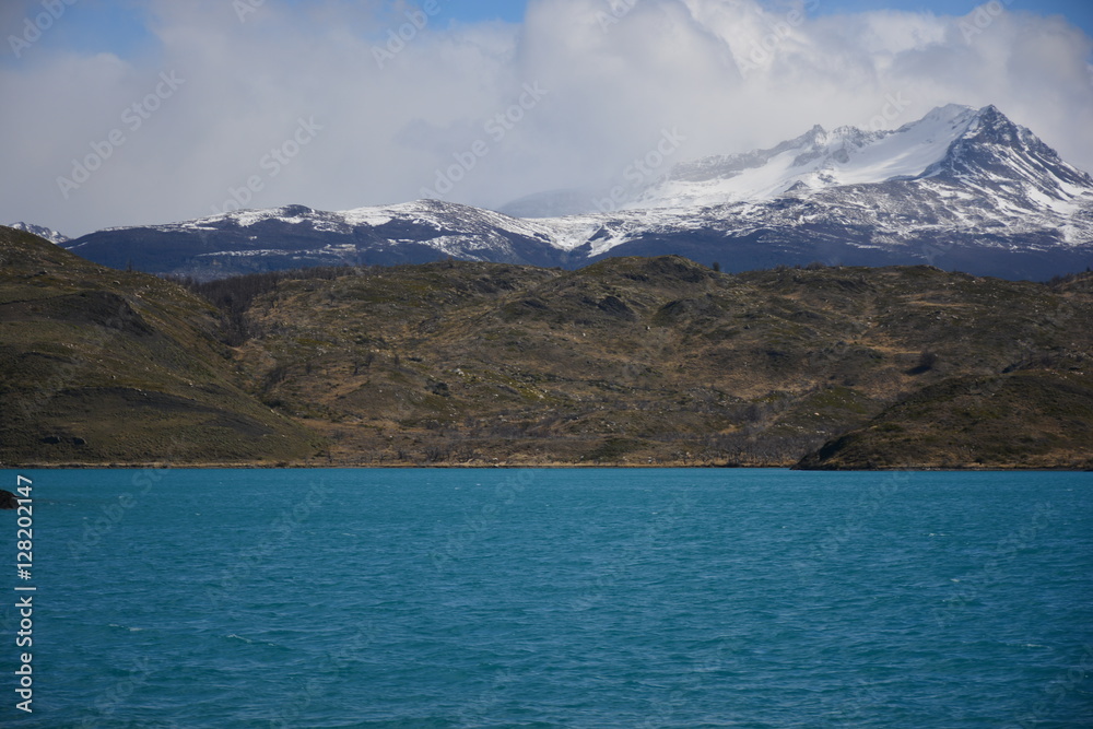 landscape of lake and mountain in Patagonia Chile