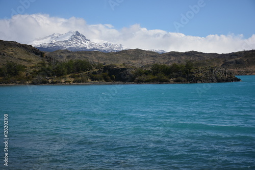 Landscape of volcano,Glacier and lake in Patagonia Chile
