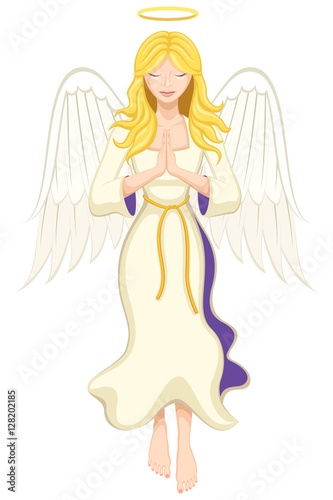 Vector illustration of an angel, praying.