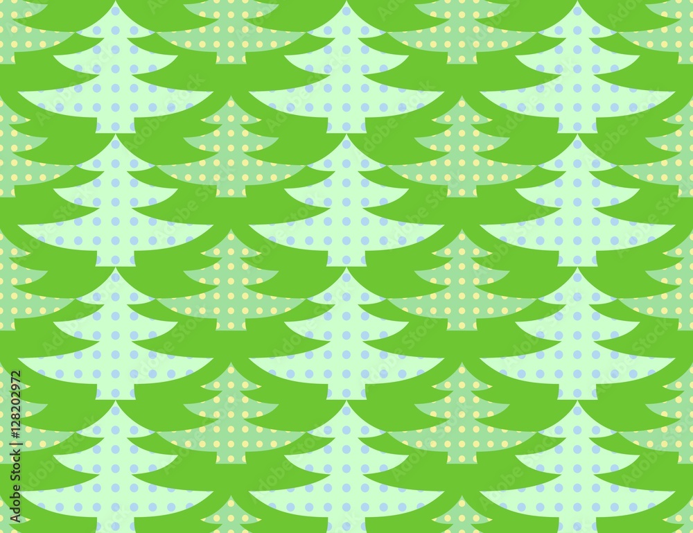 Fototapeta premium Illustration of a seamless background of stylized green Christmas trees