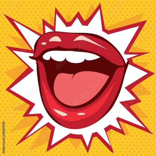 smile red lips on a background of stars