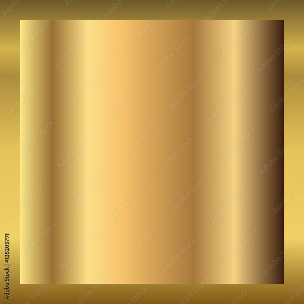 Gold texture vertical square pattern in frame. Light realistic, shiny, metallic golden gradient template. Abstract fashion metal decoration. Design for award, sale, background. Vector Illustration
