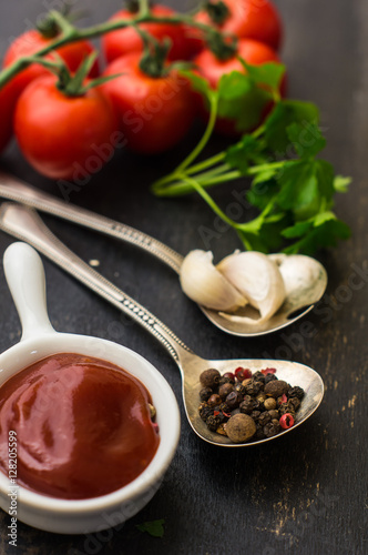 Tomato ketchup sauce in a bowl