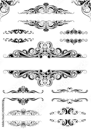 Set ornate frames.Collection of different ornate frame design with many leaves and spirals.