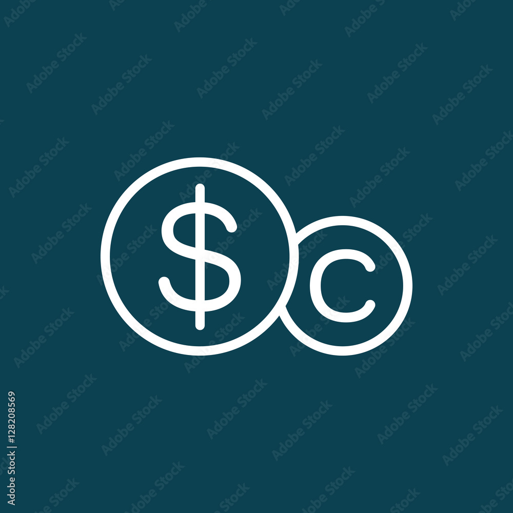 thin line coins icon on blue background thin line coins icon on blue background