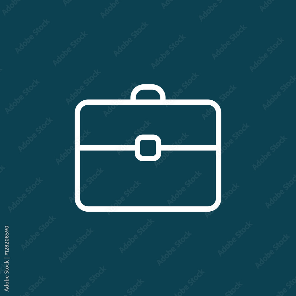 thin line briefcase, portfolio icon on blue background