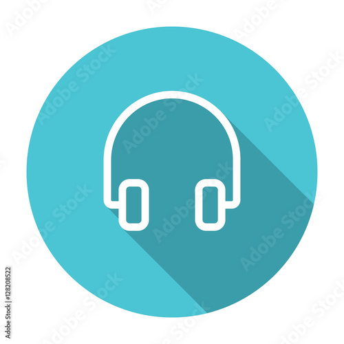 thin line, flat headphones icon on white background