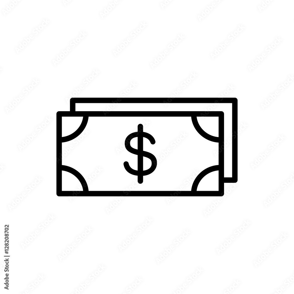 thin line cash, dollar, money icon on white background thin line cash, dollar, money icon on white background