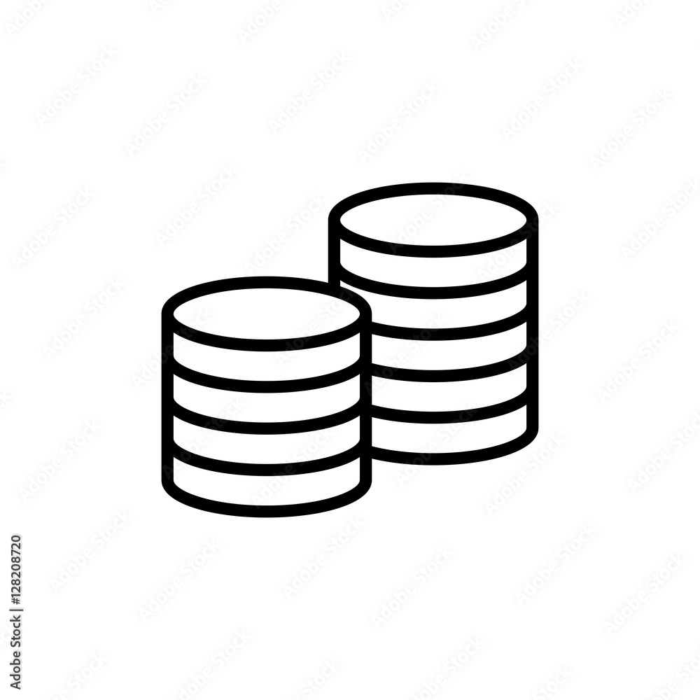 thin line coins icon on white background thin line coins icon on white background