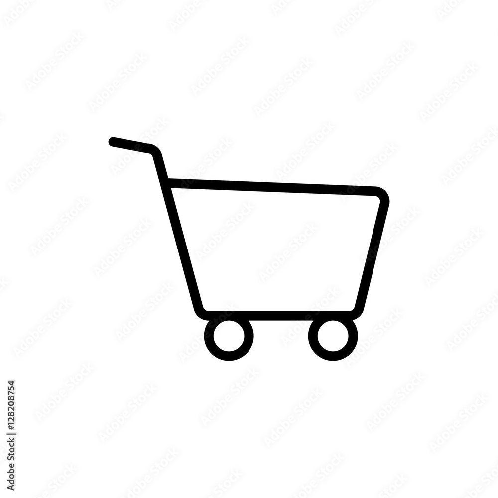 thin line shopping card, trolley icon on white background thin line shopping card, trolley icon on white background